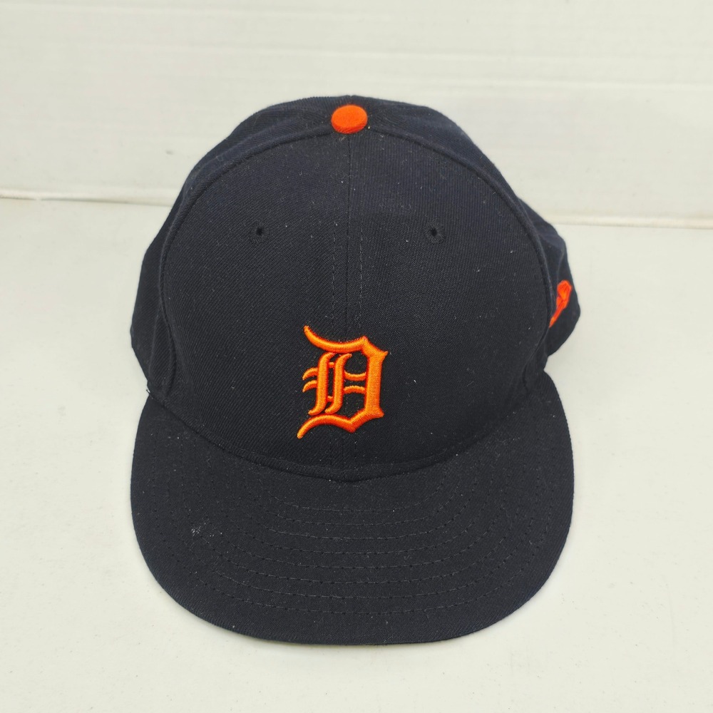 New Era Men's Detroit Tigers 59FIFTY Fitted Hat 7 3/4 Navy Blue Orange MLB Cap
